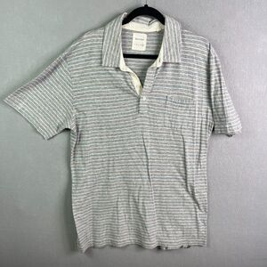 Billy Reid Polo Shirt Men XXL Gray Blue Striped Short Sleeve Knit Huckberry Golf